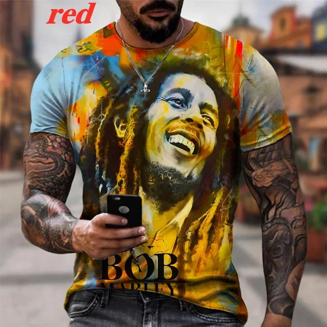 Bob Marley 3d Print O-neck Short Sleeve Street
