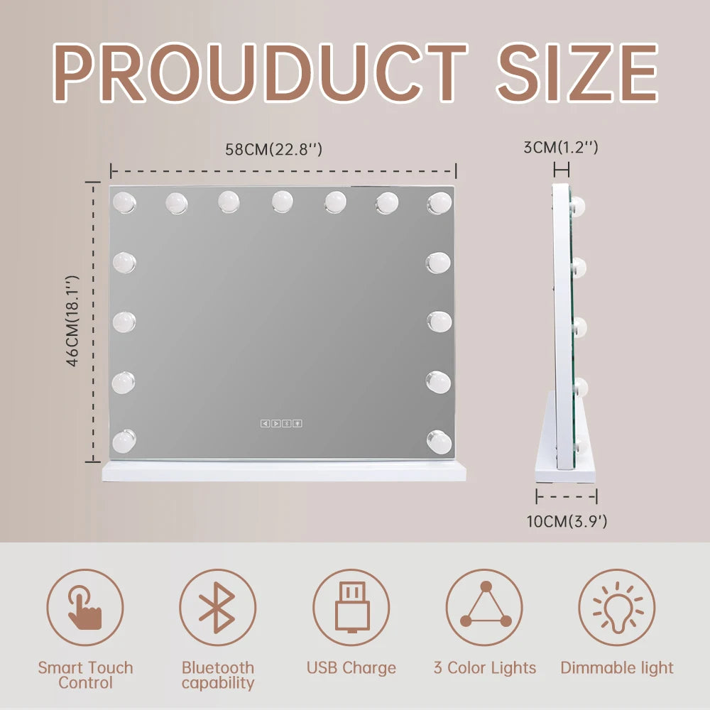 Large Bluetooth Vanity Mirror Hollywood Lights
