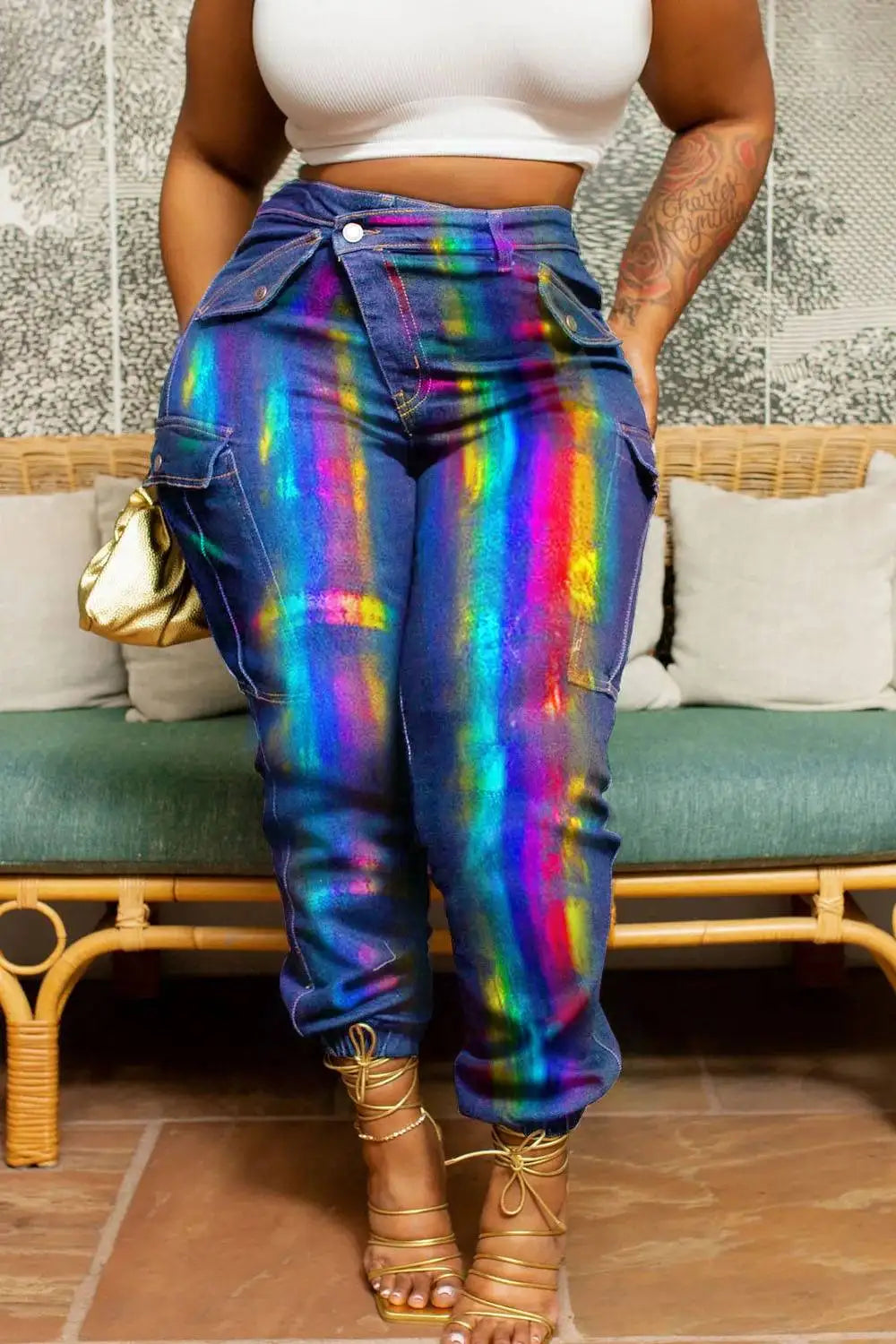 Women's Plus Size Jeans Blue Metallic