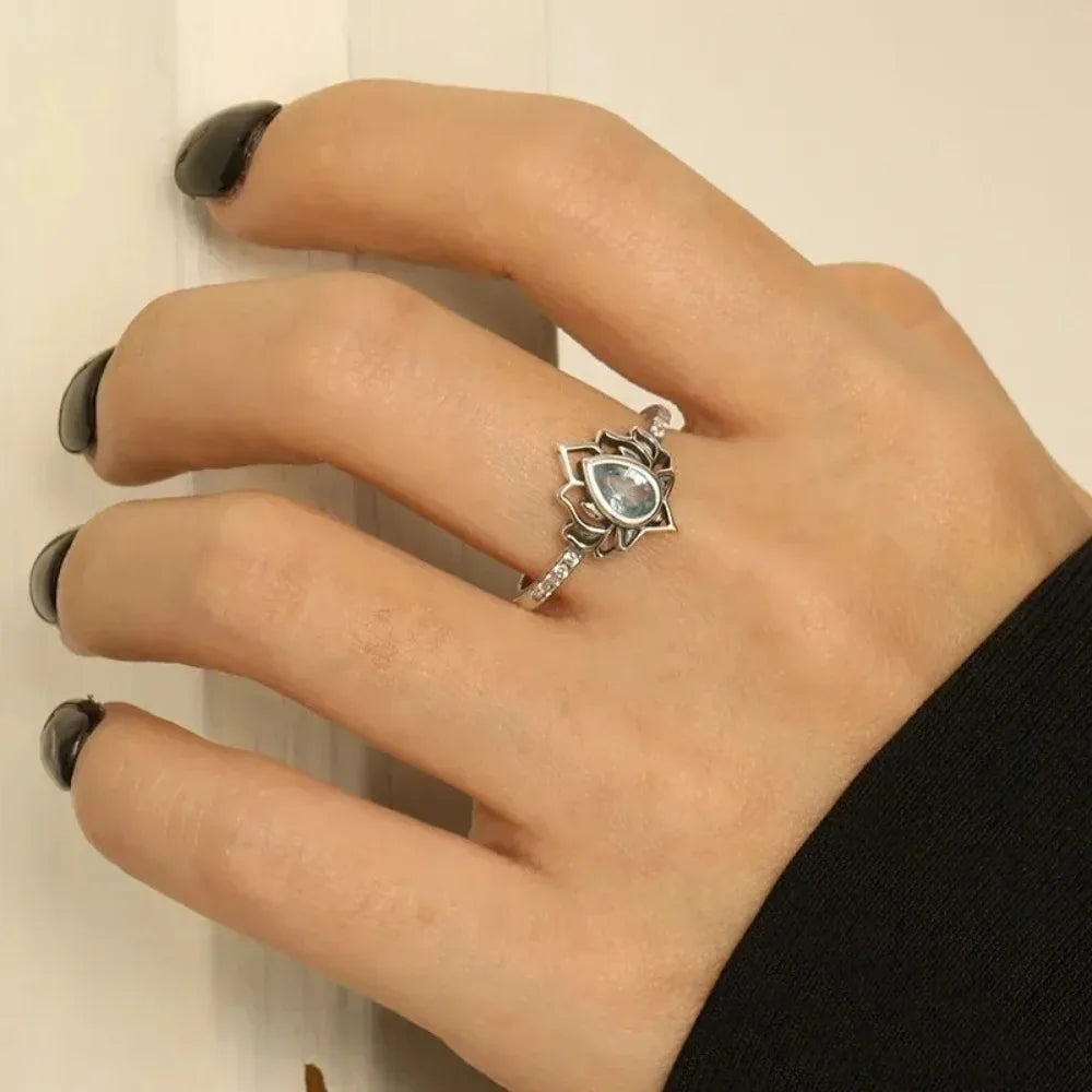 Sterling Silver Vintage Lotus Flower Ring