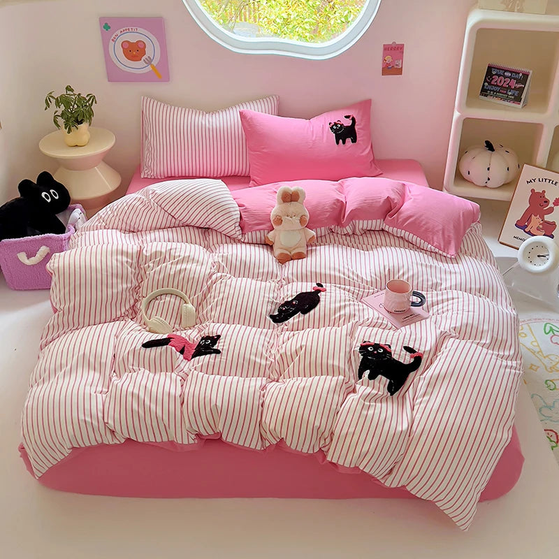 Kawaii Cat Bedding Set Duvet Cover