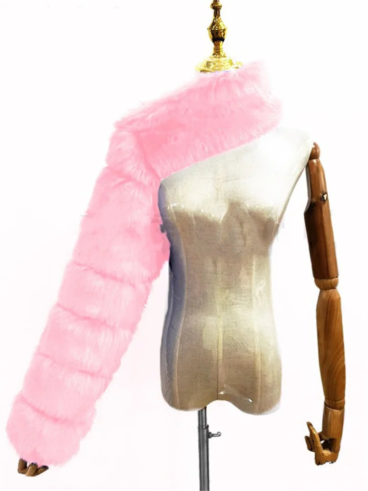Winter Warm Long Sleeve Crop Top Faux Fur Jackets
