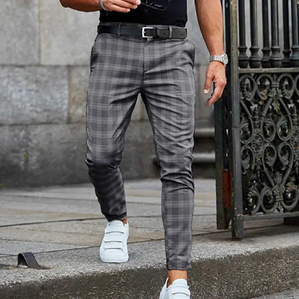 Checkered Pattern Fashion Men Trousers