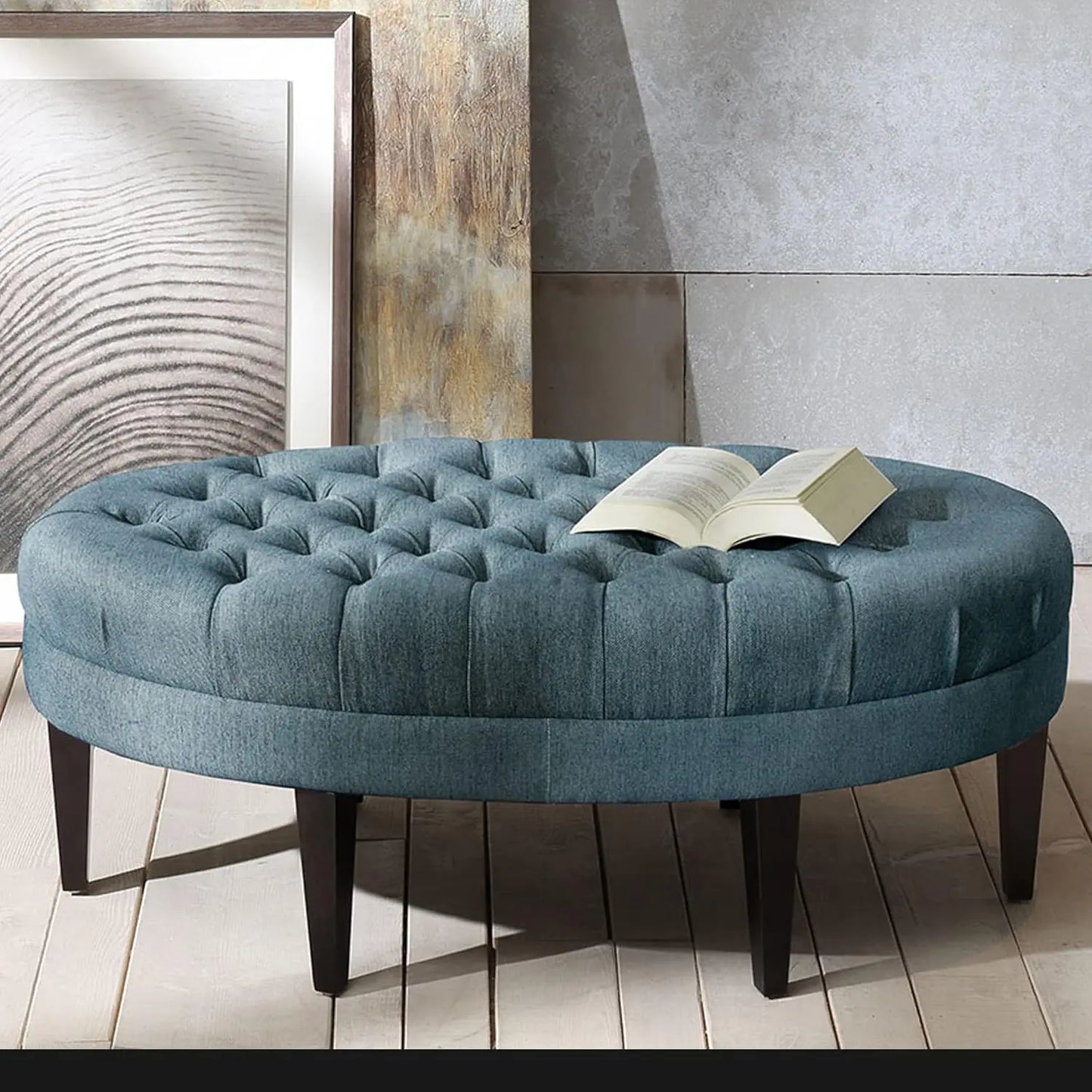 Oval Surfboard Tufted Cocktail Ottoman