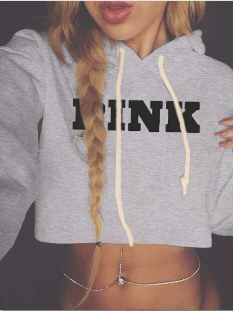 Monogrammed Long-sleeved Midriff-cut Hoodie