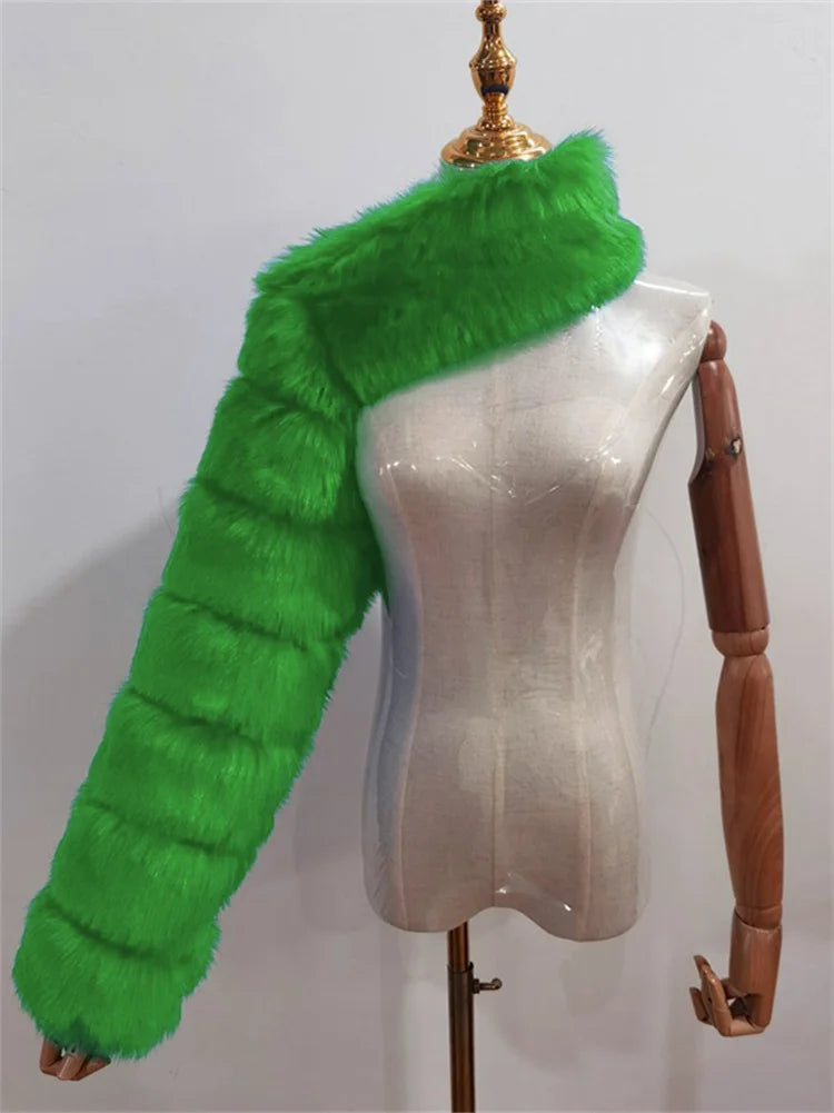 Winter Warm Long Sleeve Crop Top Faux Fur Jackets