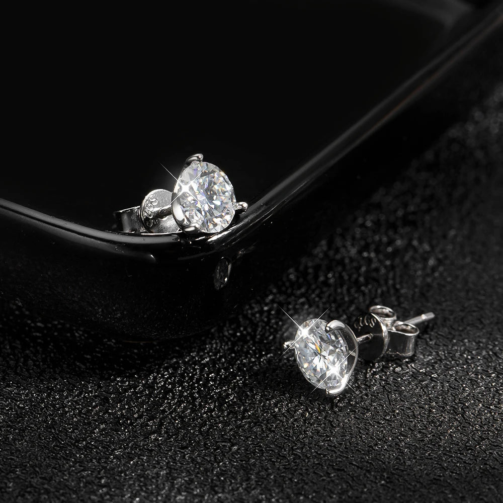 Round Moissanite Earring 3 Prongs Setting