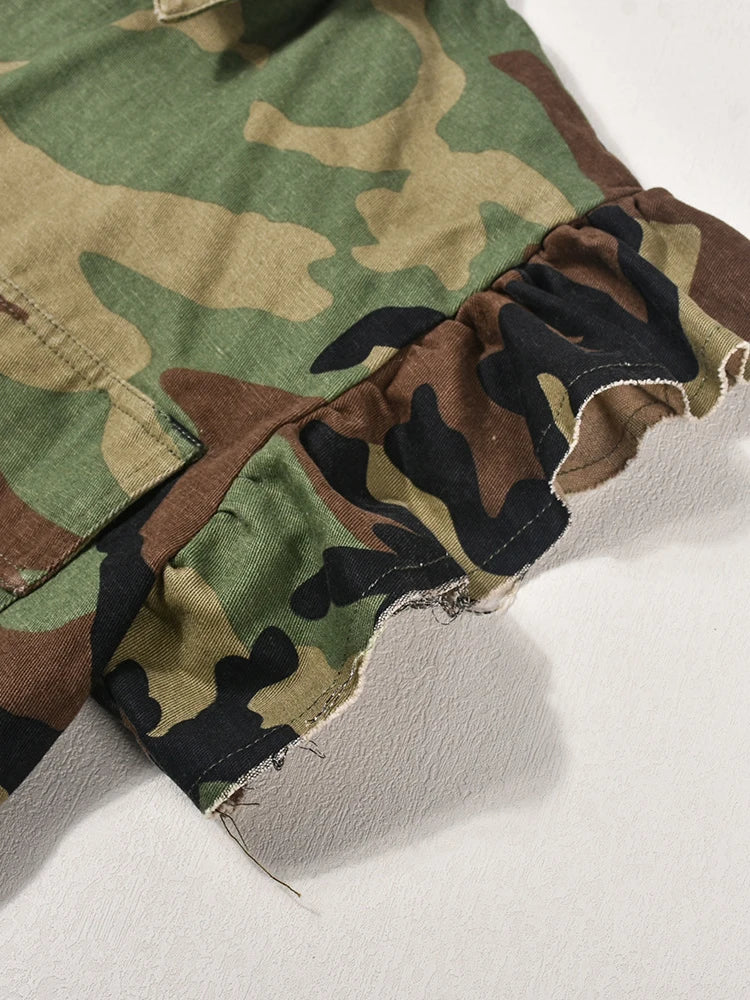 Butterfly Sleeve Single Breasted Camouflage Coat