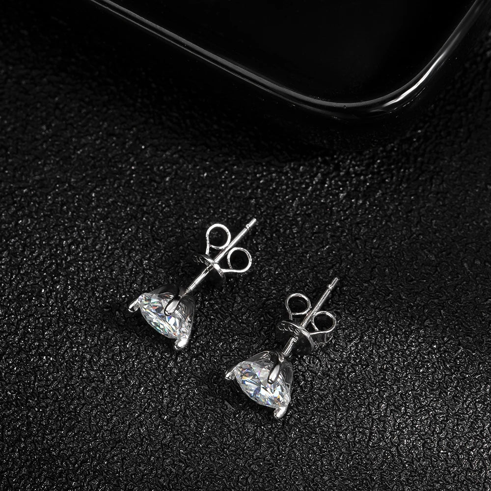 Round Moissanite Earring 3 Prongs Setting