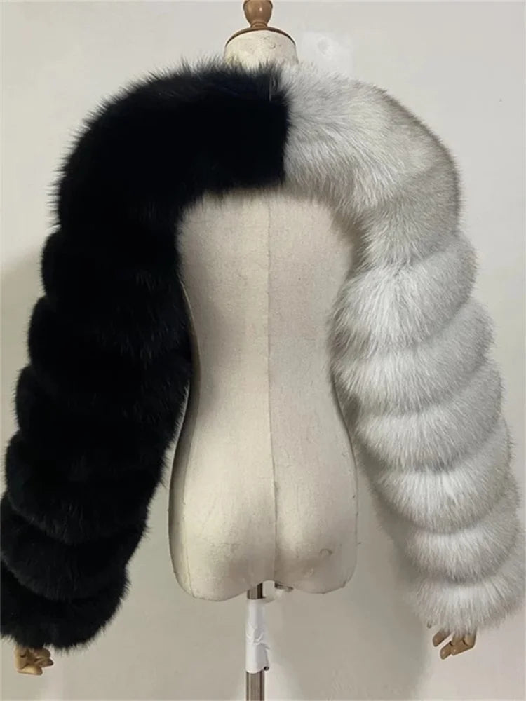Winter Warm Long Sleeve Crop Top Faux Fur Jackets