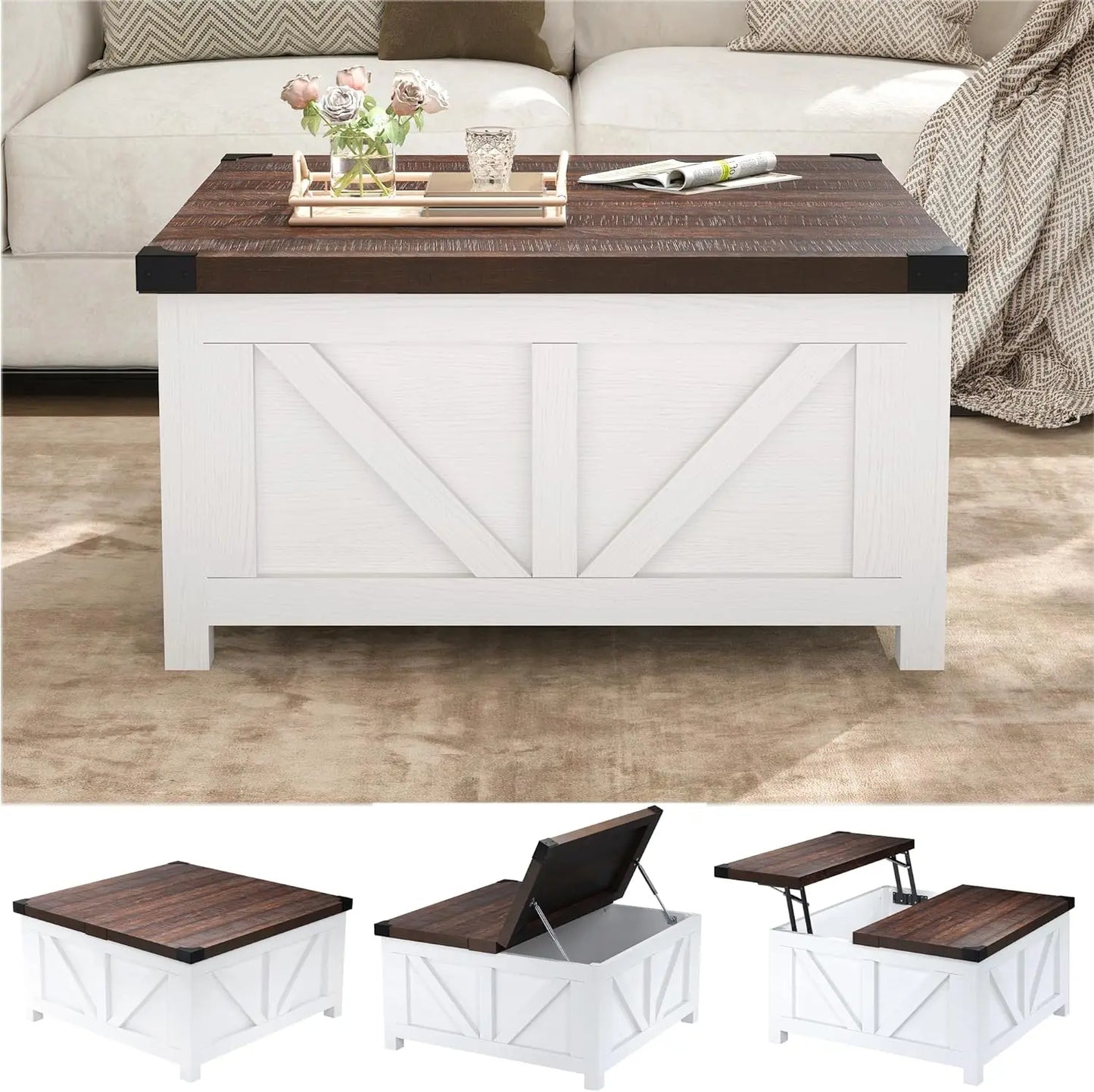 Farmhouse Lift Top Coffee Table with Storage
