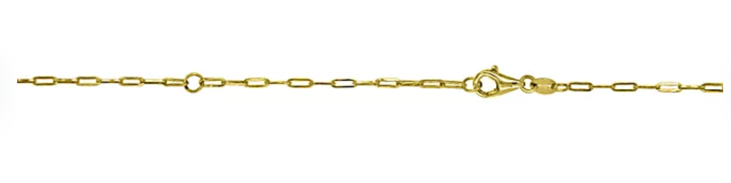 14K Yellow Gold Baby Paperclip Necklace, 15"-17"