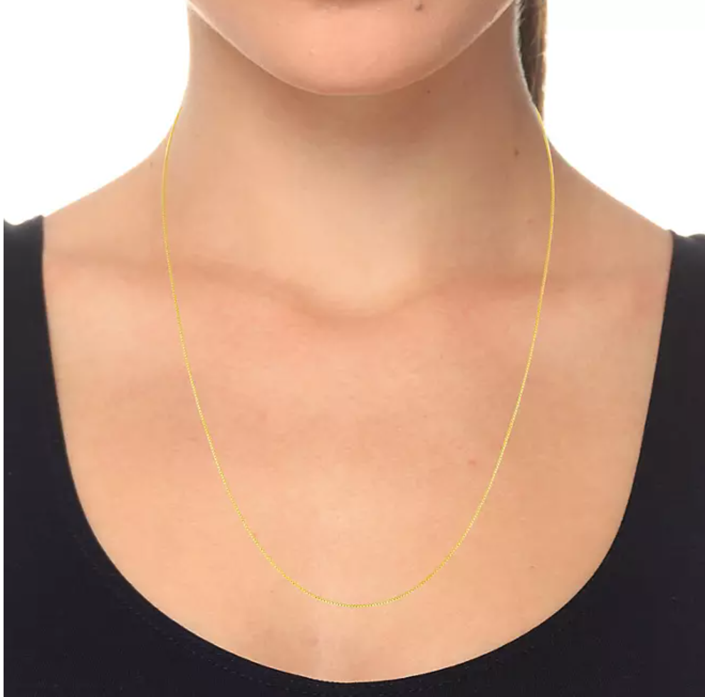 Adjustable Box Link Chain Necklace, .70mm in 14K Gold