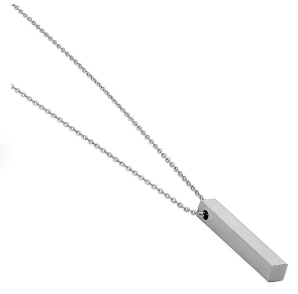 14K White Gold Polished Vertical Bar Pendant Necklace