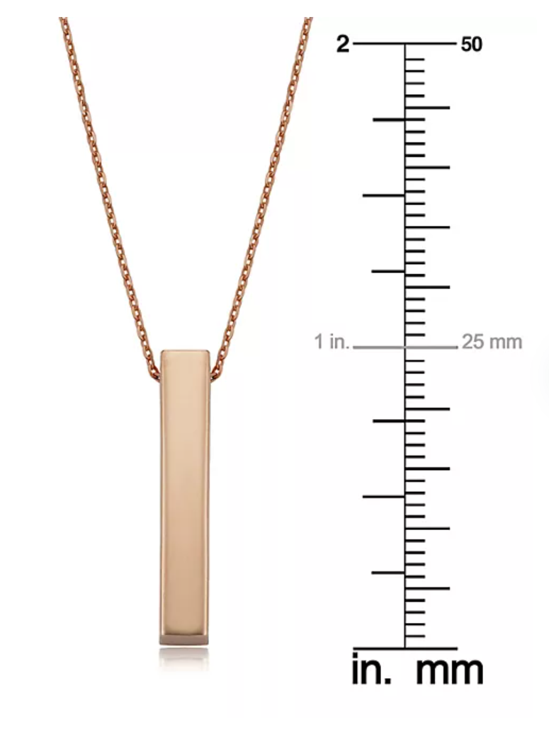 14K Gold Polished Vertical Bar Pendant Necklace