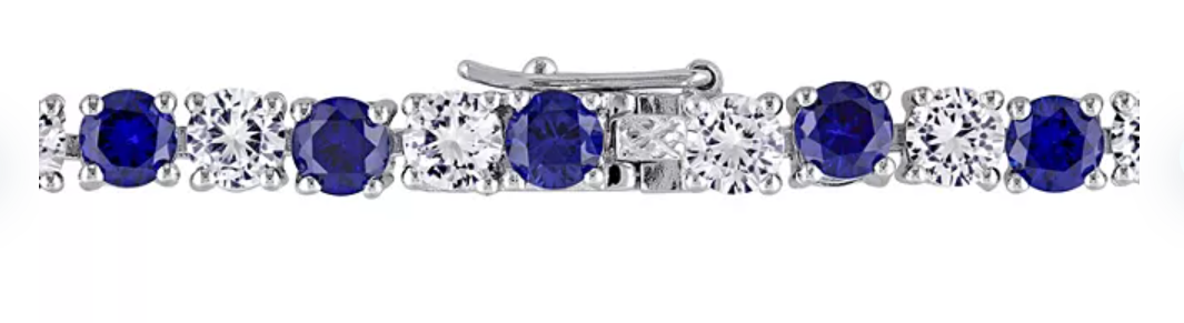 Created Gemstone Tennis Bracelet in Sterling Silver, 7.25"