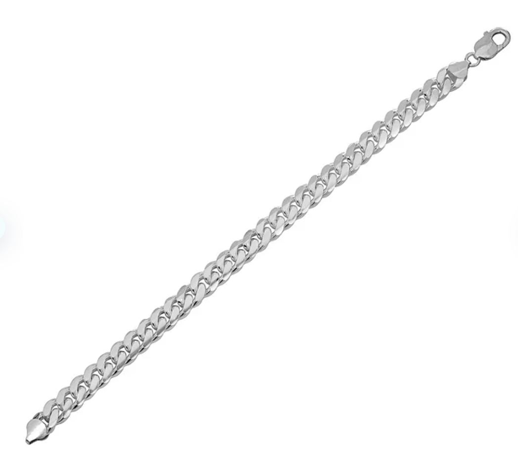 Italian Sterling Silver Polished Cuban Chain Bracelet