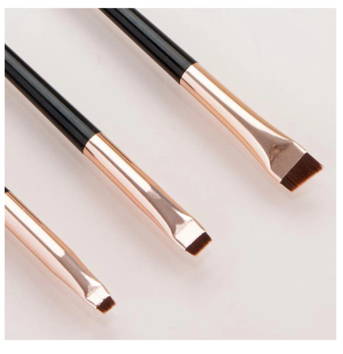 3pcs Dagger Shaped Makeup Brush Set, With Angled, Ultra-fine Fibers For Eyebrow And Eyeliner Application