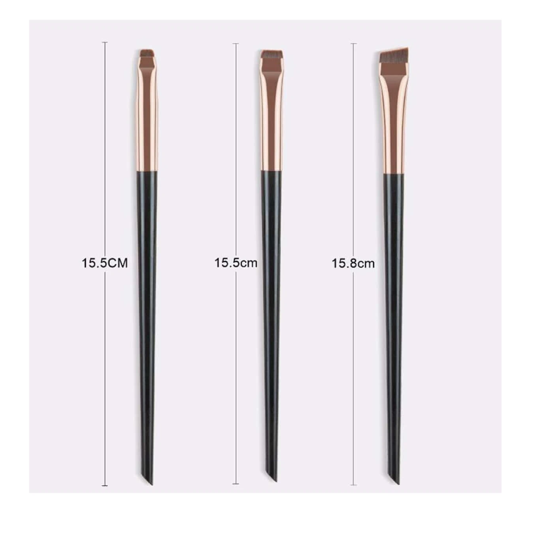 3pcs Dagger Shaped Makeup Brush Set, With Angled, Ultra-fine Fibers For Eyebrow And Eyeliner Application