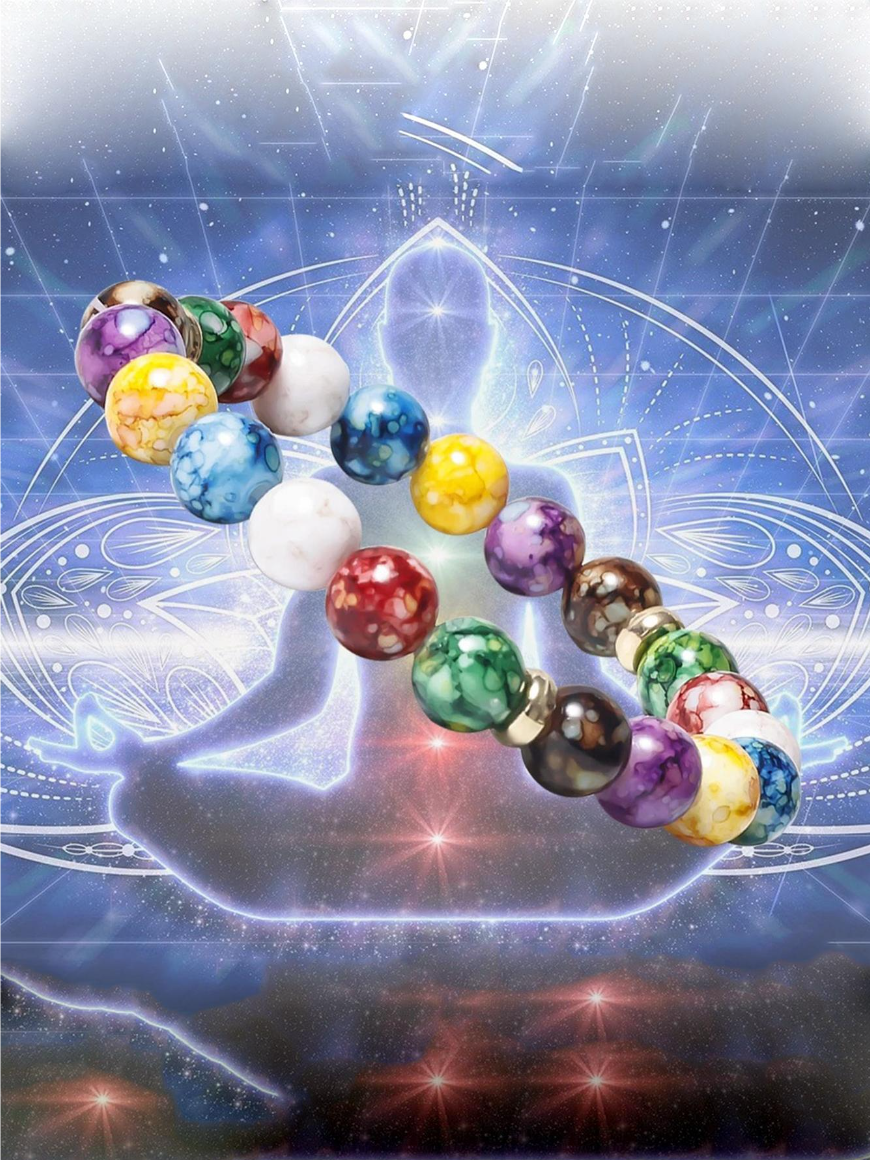 Chakra Color Block Beaded Bracelet