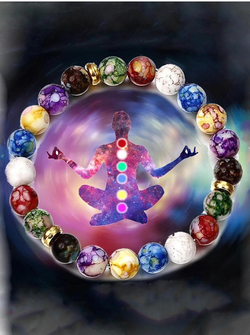 Chakra Color Block Beaded Bracelet