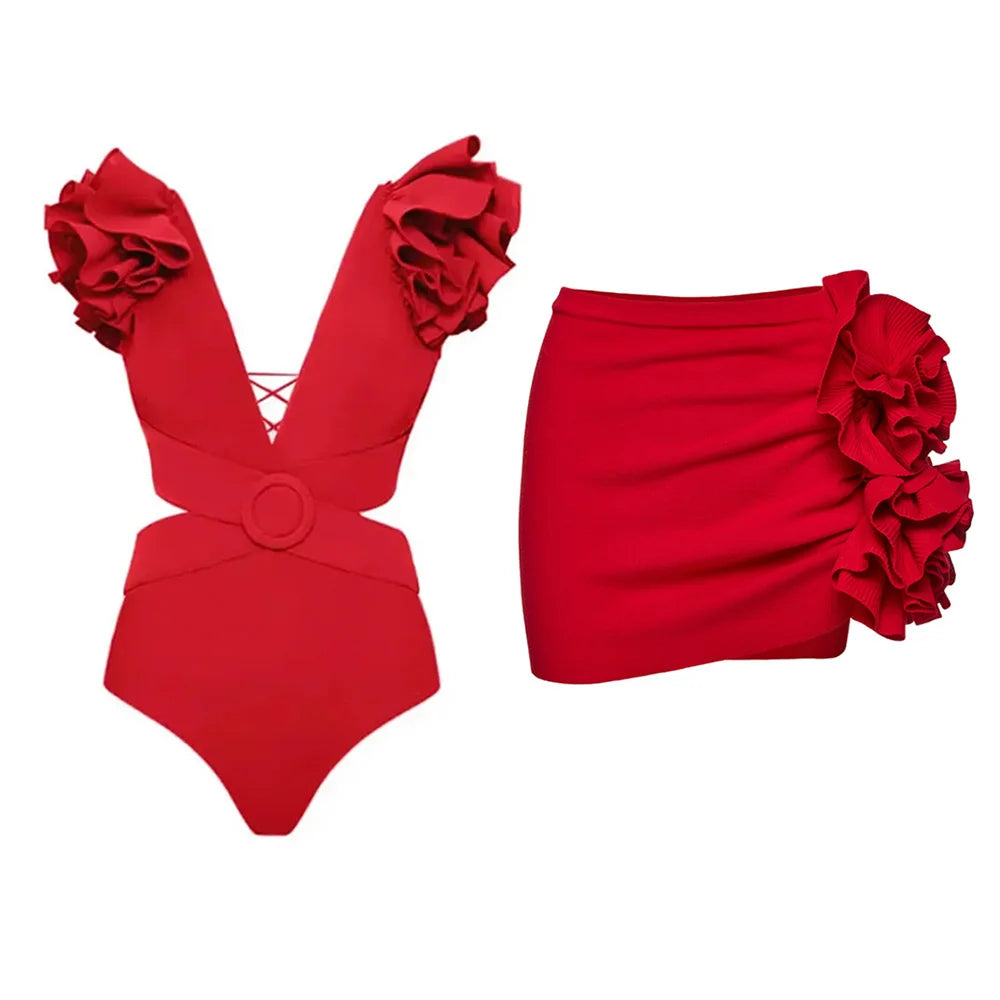Two Piece Swimsuit Beach Skirt