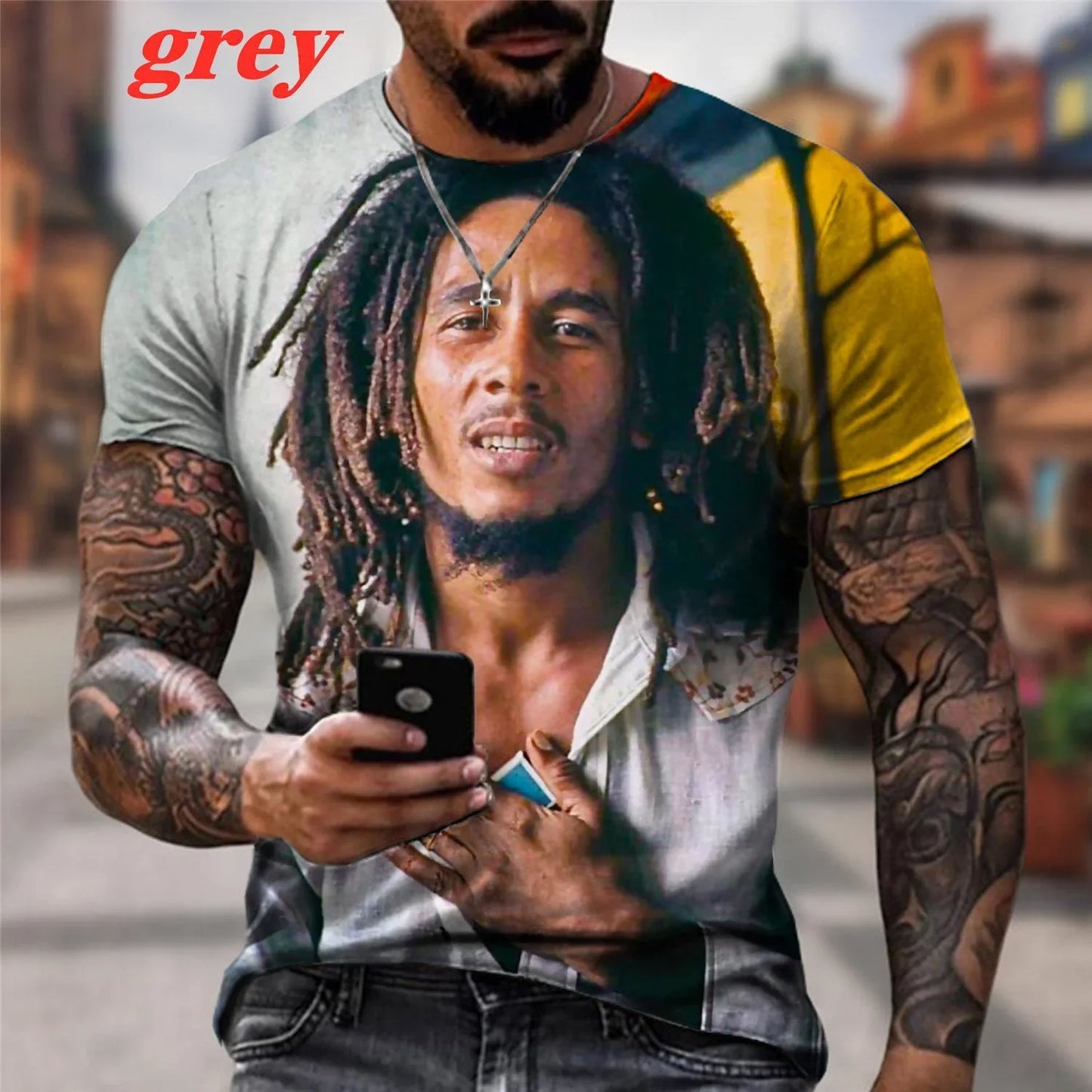 Bob Marley 3d Print O-neck Short Sleeve Street