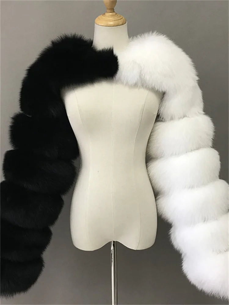 Winter Warm Long Sleeve Crop Top Faux Fur Jackets