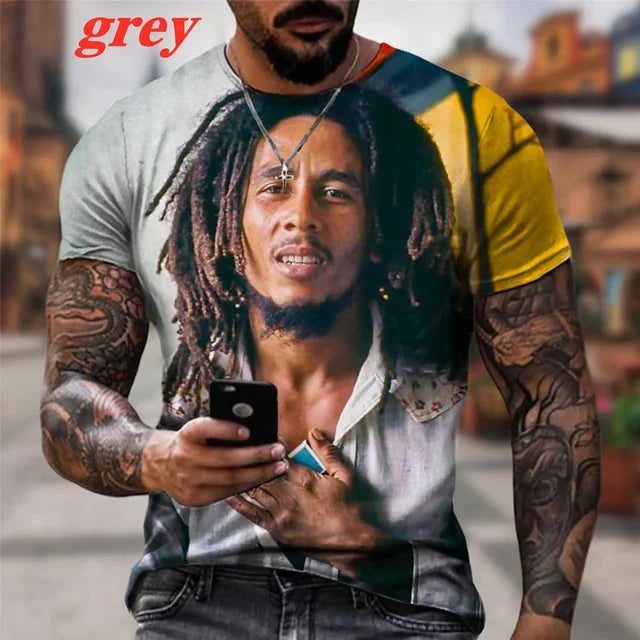 Bob Marley 3d Print O-neck Short Sleeve Street