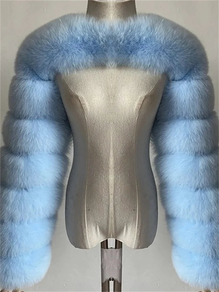 Winter Warm Long Sleeve Crop Top Faux Fur Jackets