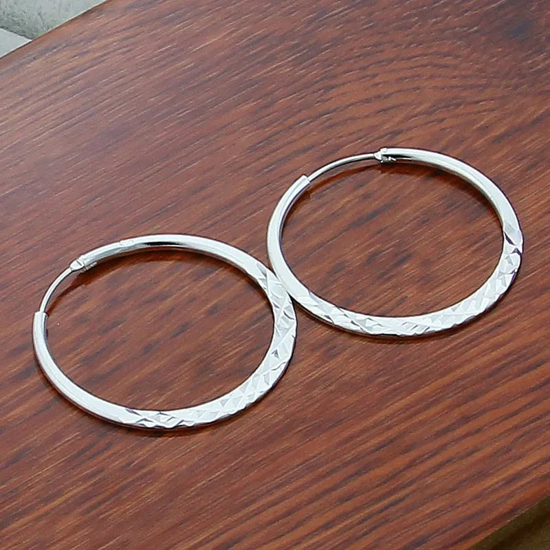 Sterling Silver 50mm Round Circle Hoop Earrings