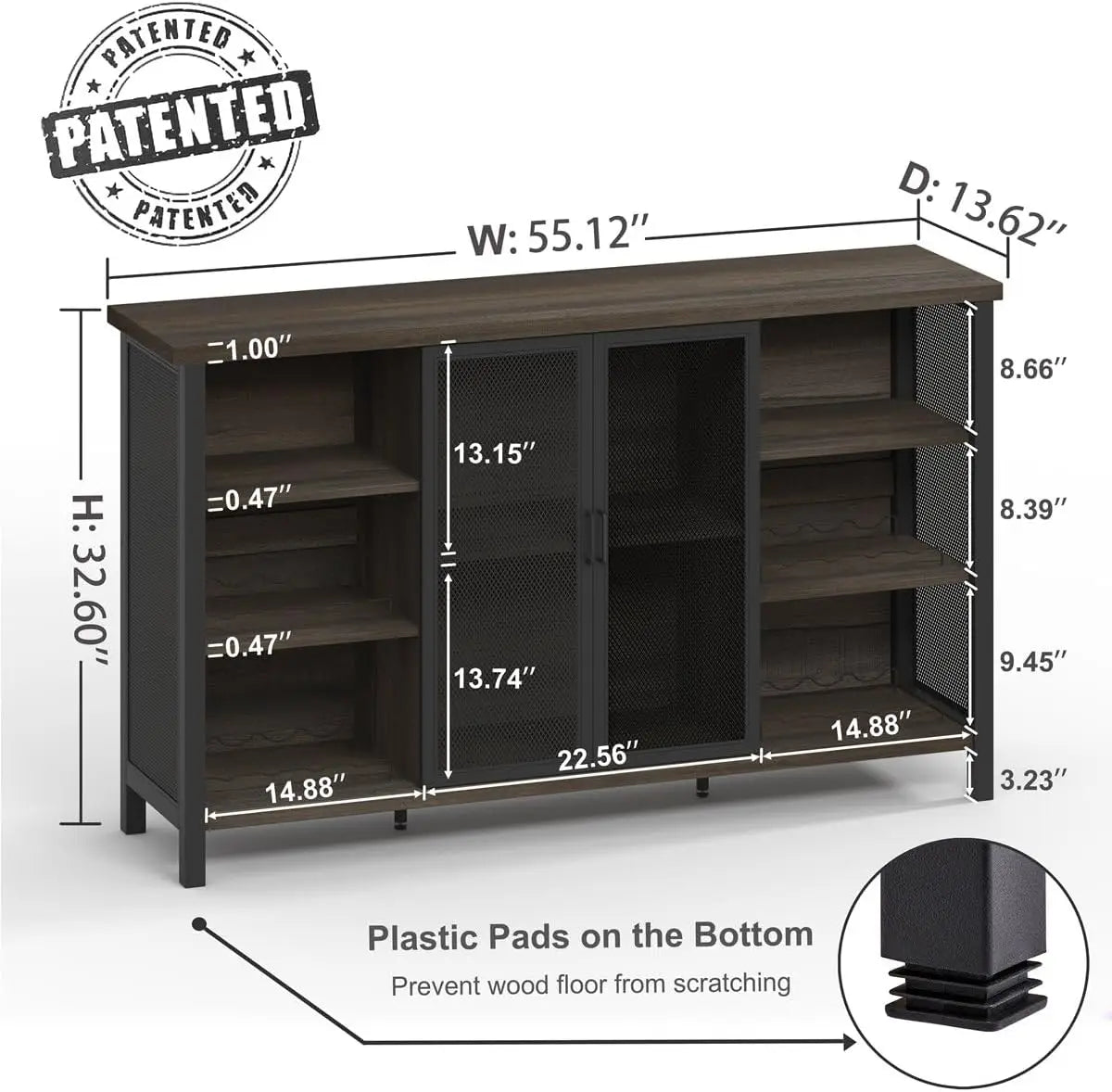 Wine Bar Cabinet for Liquor and Glasses