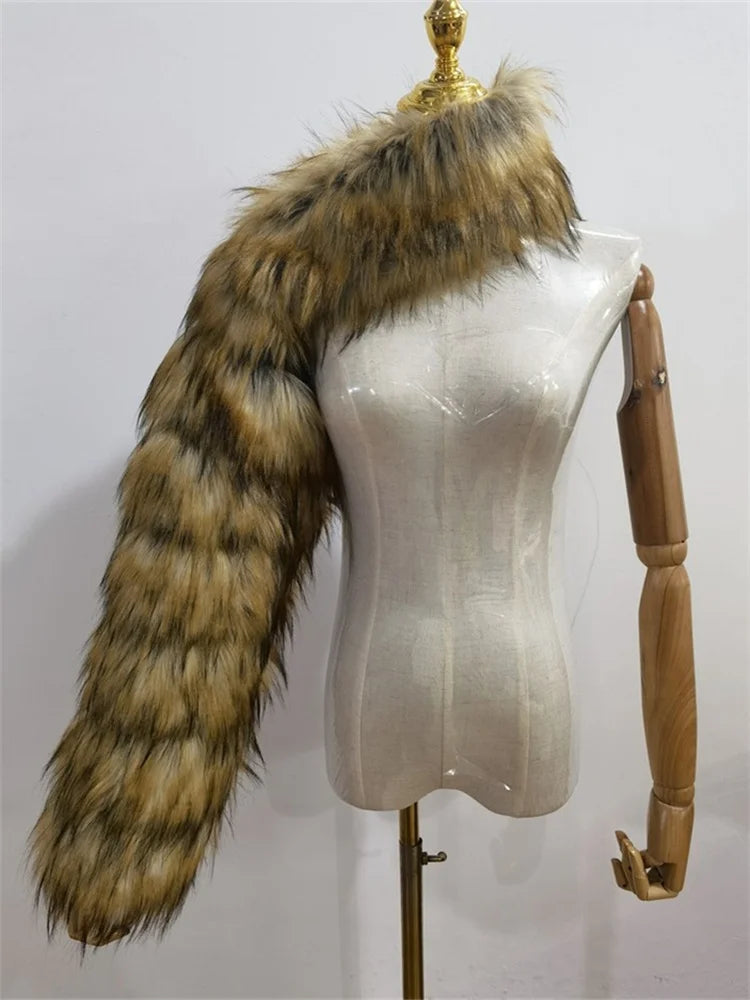 Winter Warm Long Sleeve Crop Top Faux Fur Jackets