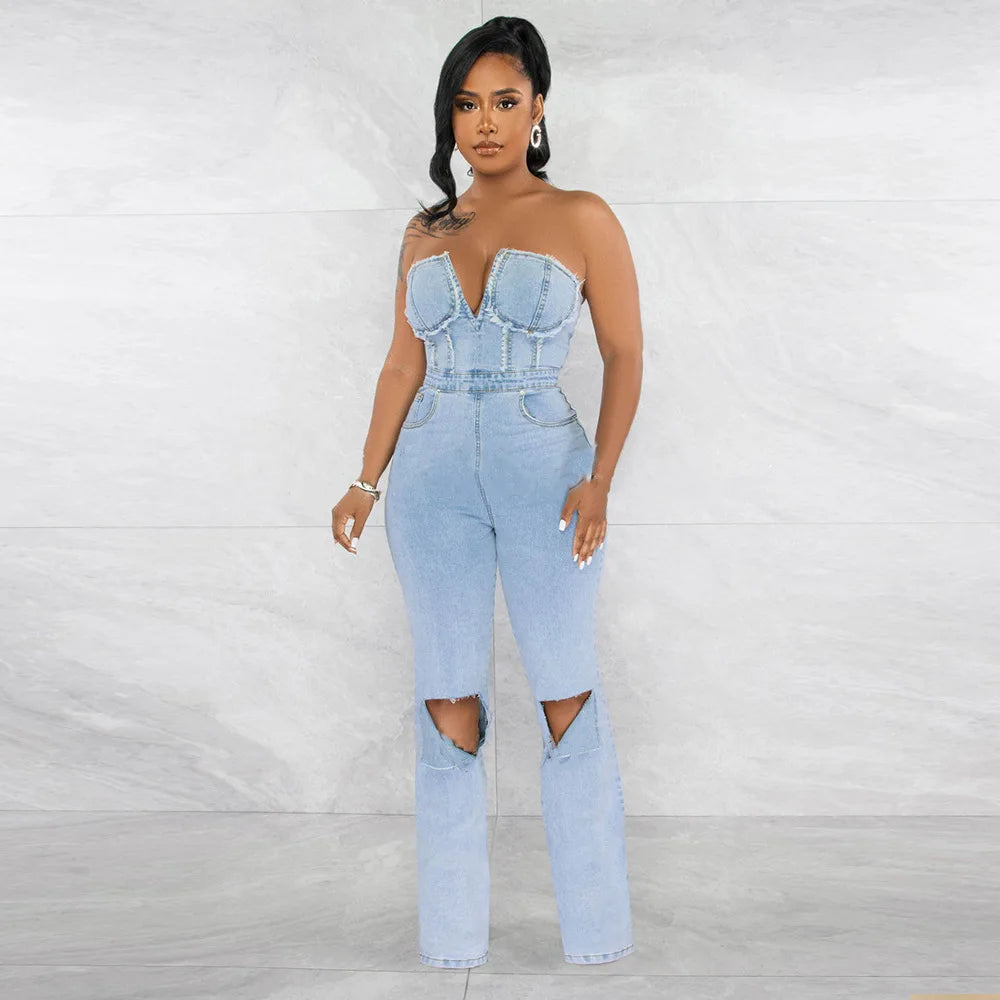 Denim Ripped Pants