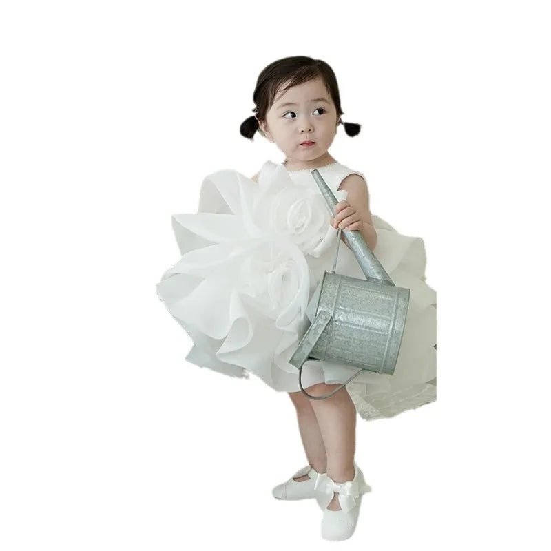 White Champagne Flower Dress