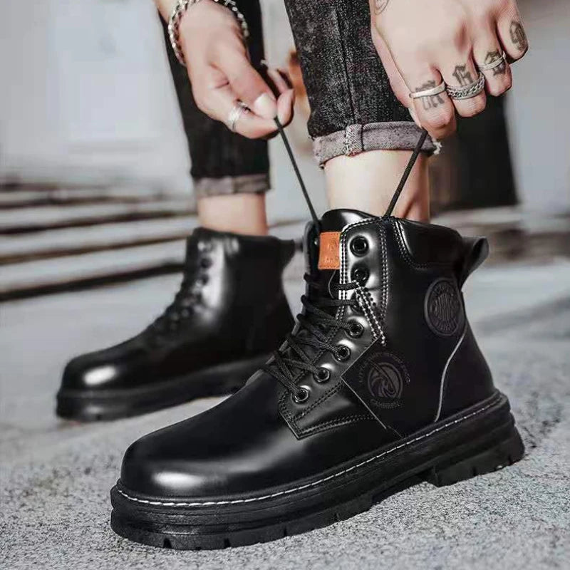 Men Ankle Boots Platform Shoes High Top Martin Boots