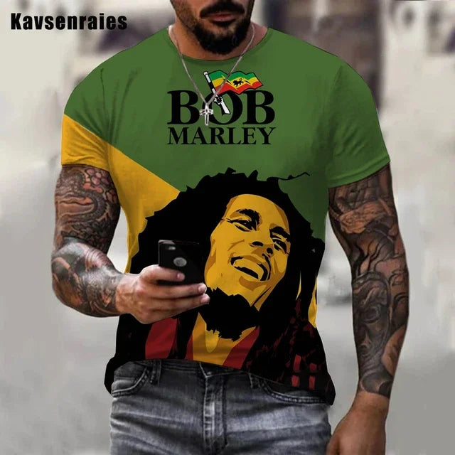 Bob Marley 3d Print O-neck Short Sleeve Street