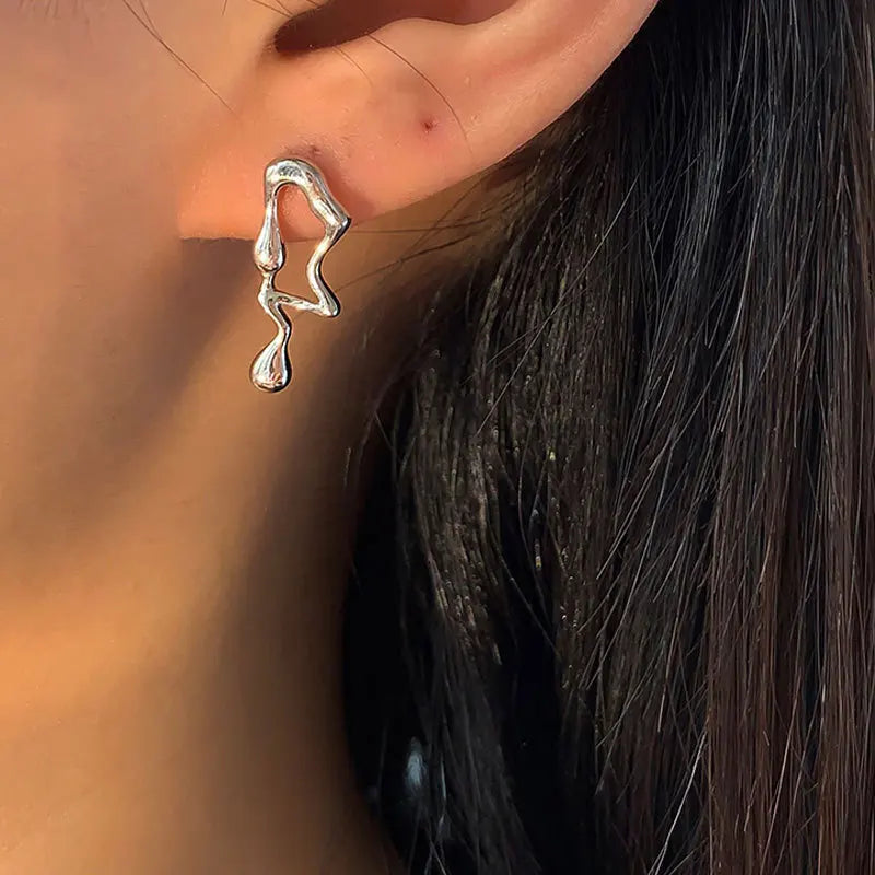 Asymmetric Lava Earrings