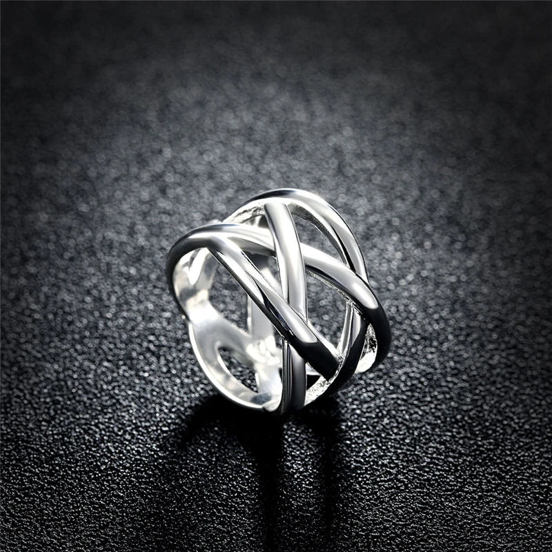 Sterling Silver Cross Intertwined Ring For Women