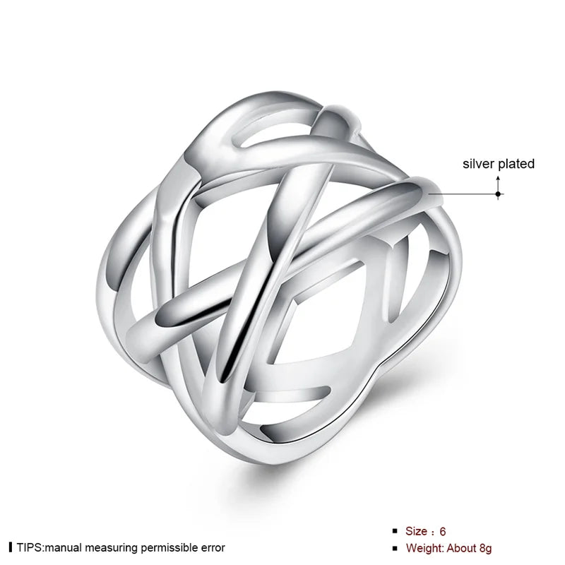 Sterling Silver Cross Intertwined Ring For Women