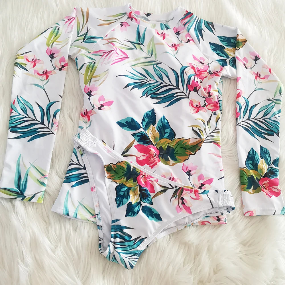 Long Sleeve Floral Print Bikini