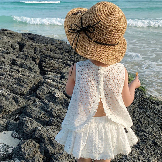 Girls Hollow Lace Suit