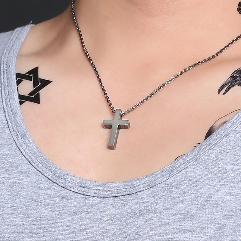 Vnox Classic Blank Cross Necklaces