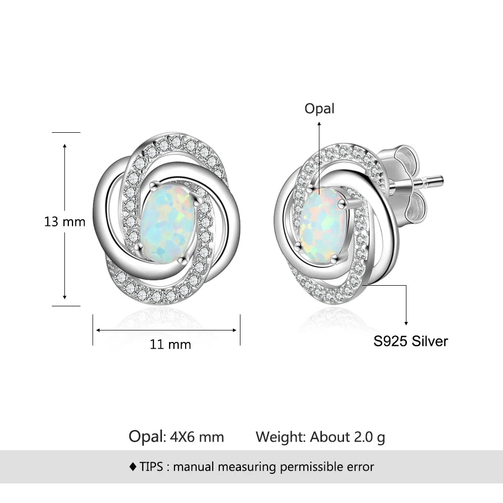 Opal with Cubic Zirconia Twist Knot Stud