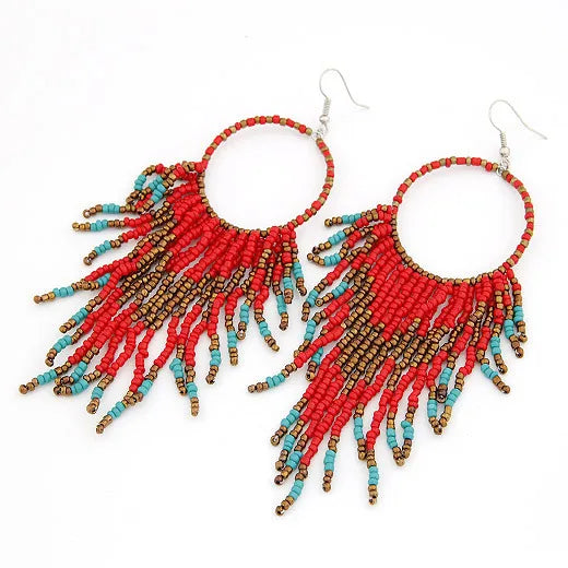 Vintage Ethnic Bohemian Beads Earrings Tassel