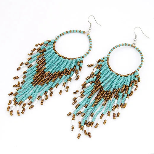 Vintage Ethnic Bohemian Beads Earrings Tassel