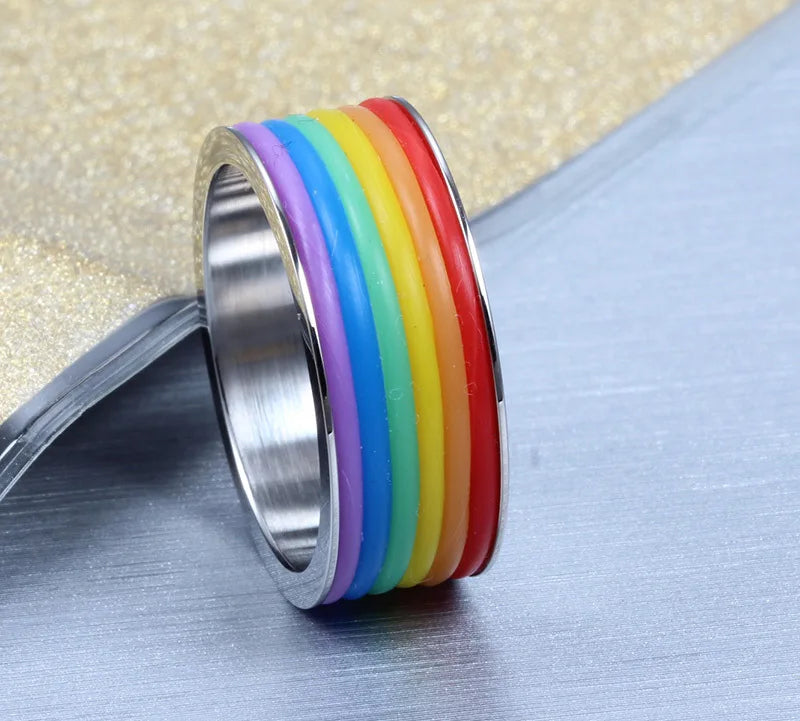 Rainbow Rings for Men and Women in Stainless Steel S