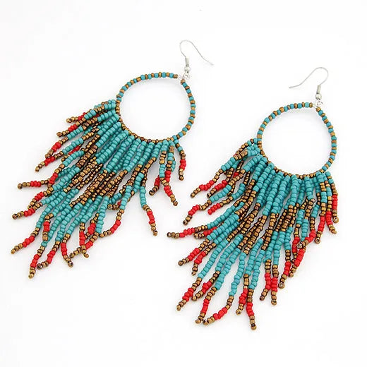 Vintage Ethnic Bohemian Beads Earrings Tassel