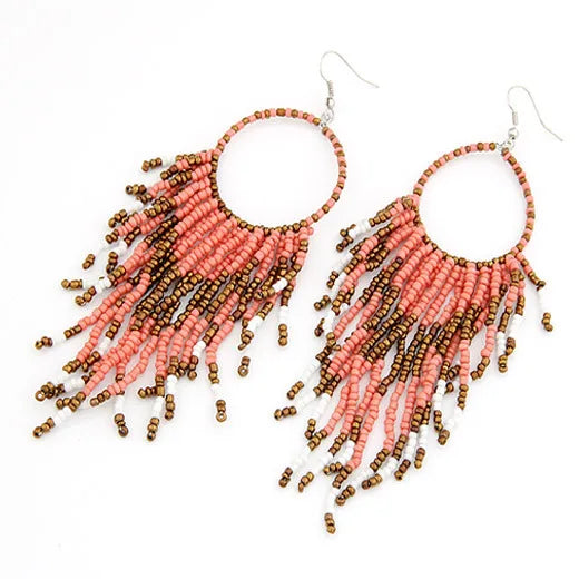 Vintage Ethnic Bohemian Beads Earrings Tassel