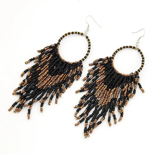 Vintage Ethnic Bohemian Beads Earrings Tassel